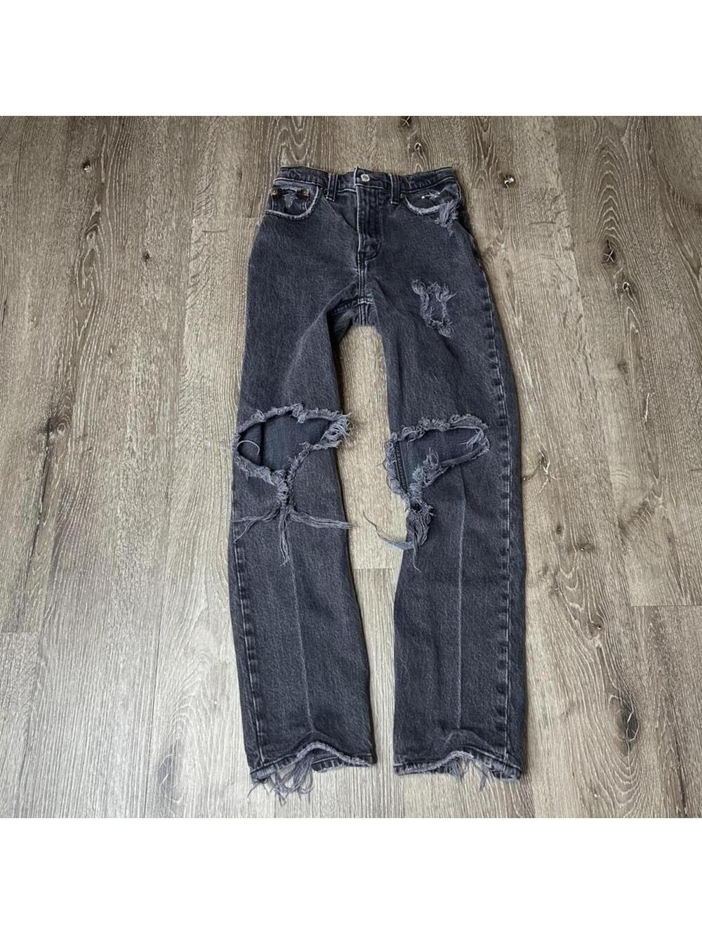 Abercrombie & Fitch Women's Black and Grey Jeans